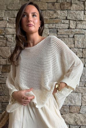 Conrad Grunge Loose Cotton Knit Panna Cotta